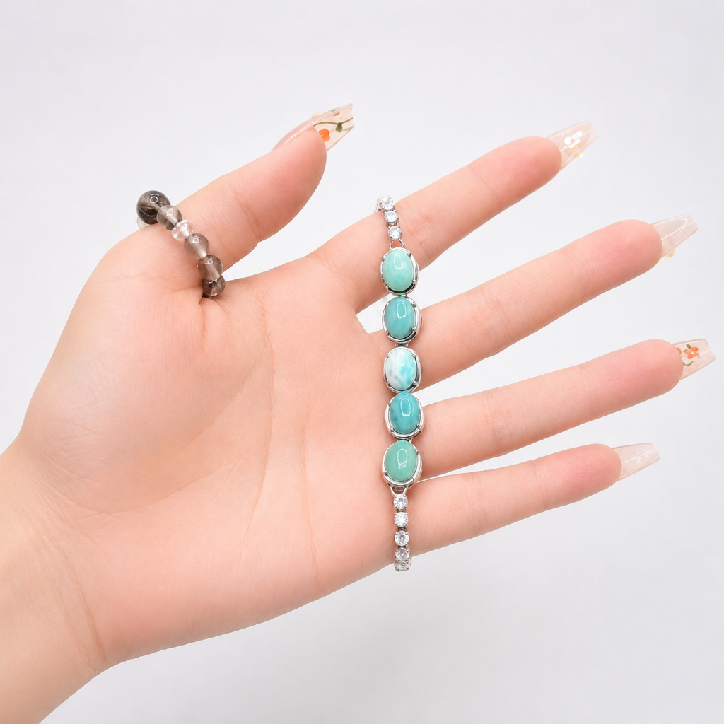 Natural Larimar Gemstone Bracelet
