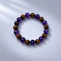Natural Amethyst & Tiger's Eye Beaded Bracelet