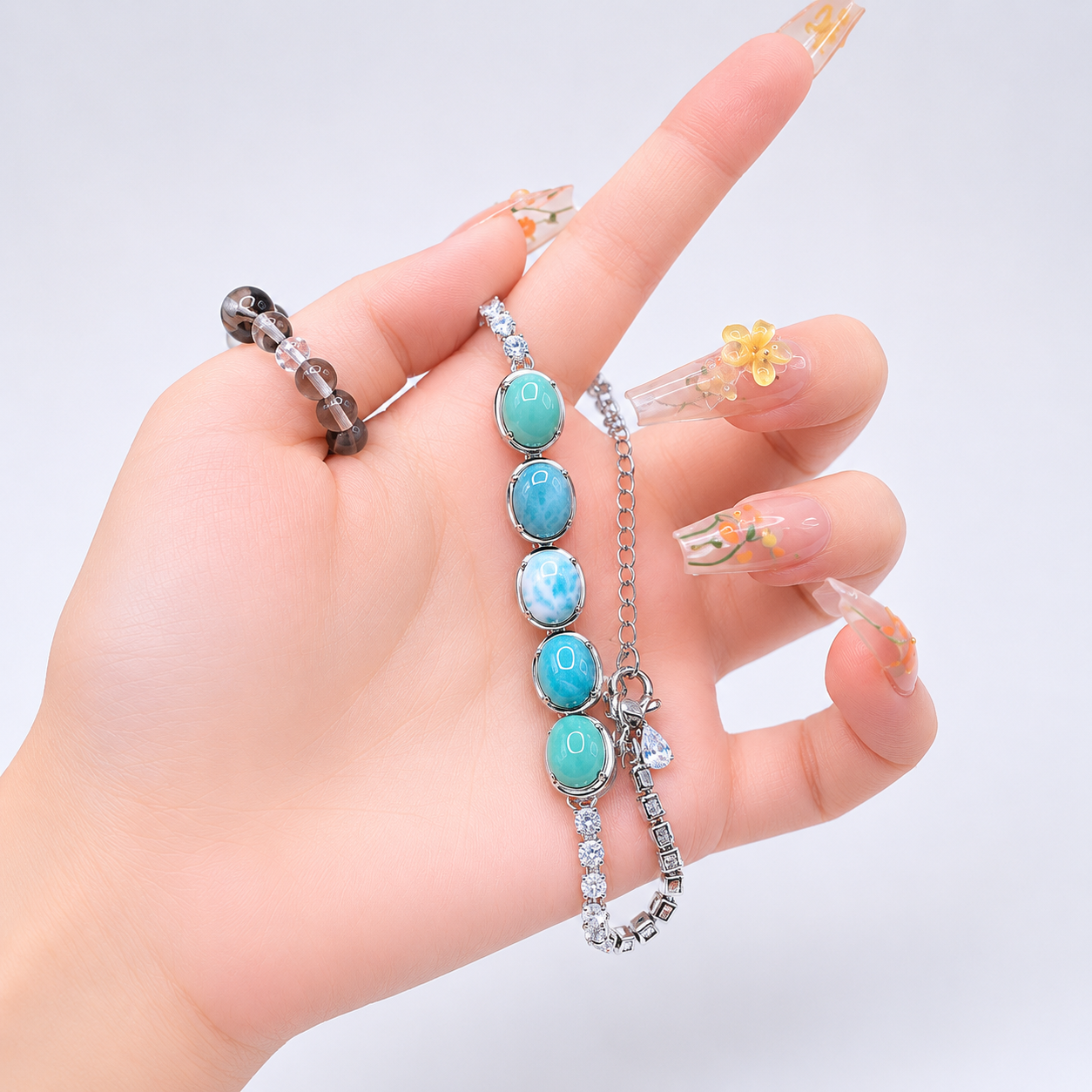Natural Larimar Gemstone Bracelet