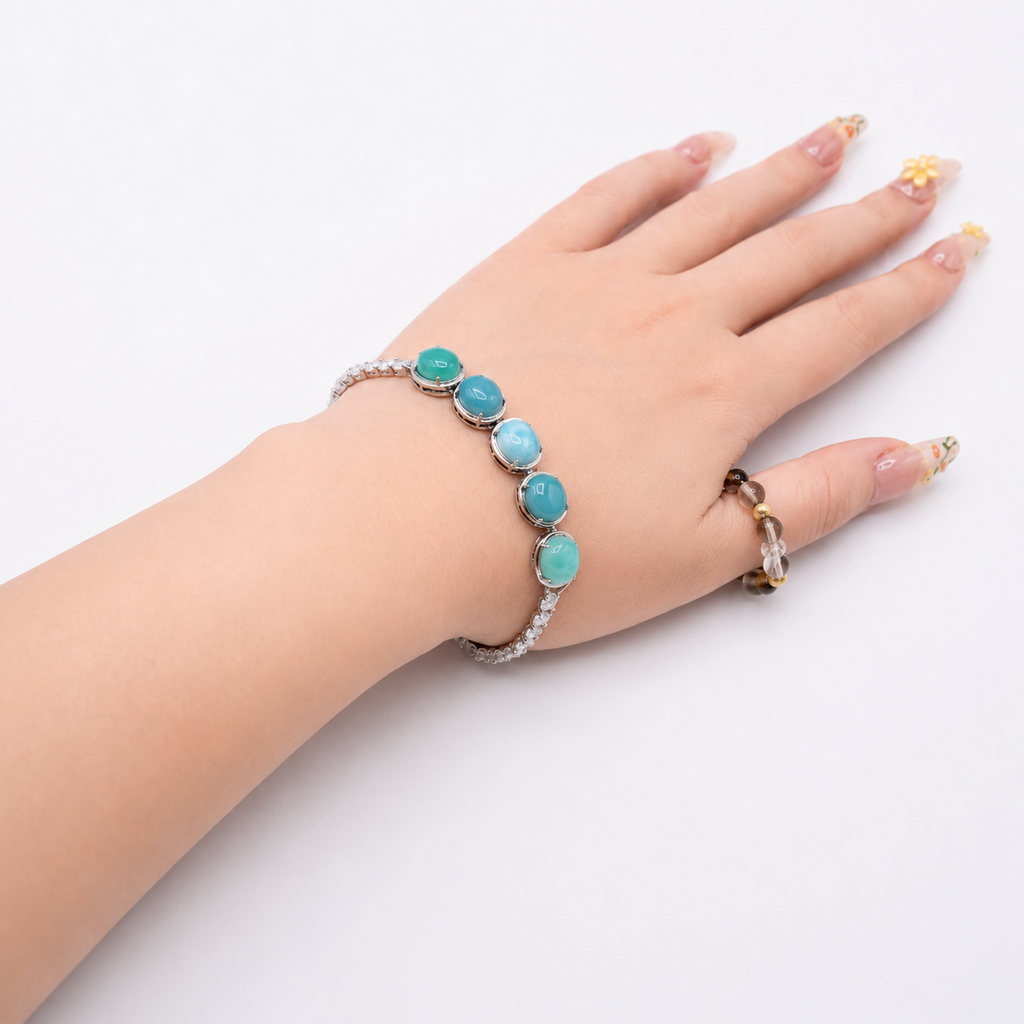 Natural Larimar Gemstone Bracelet