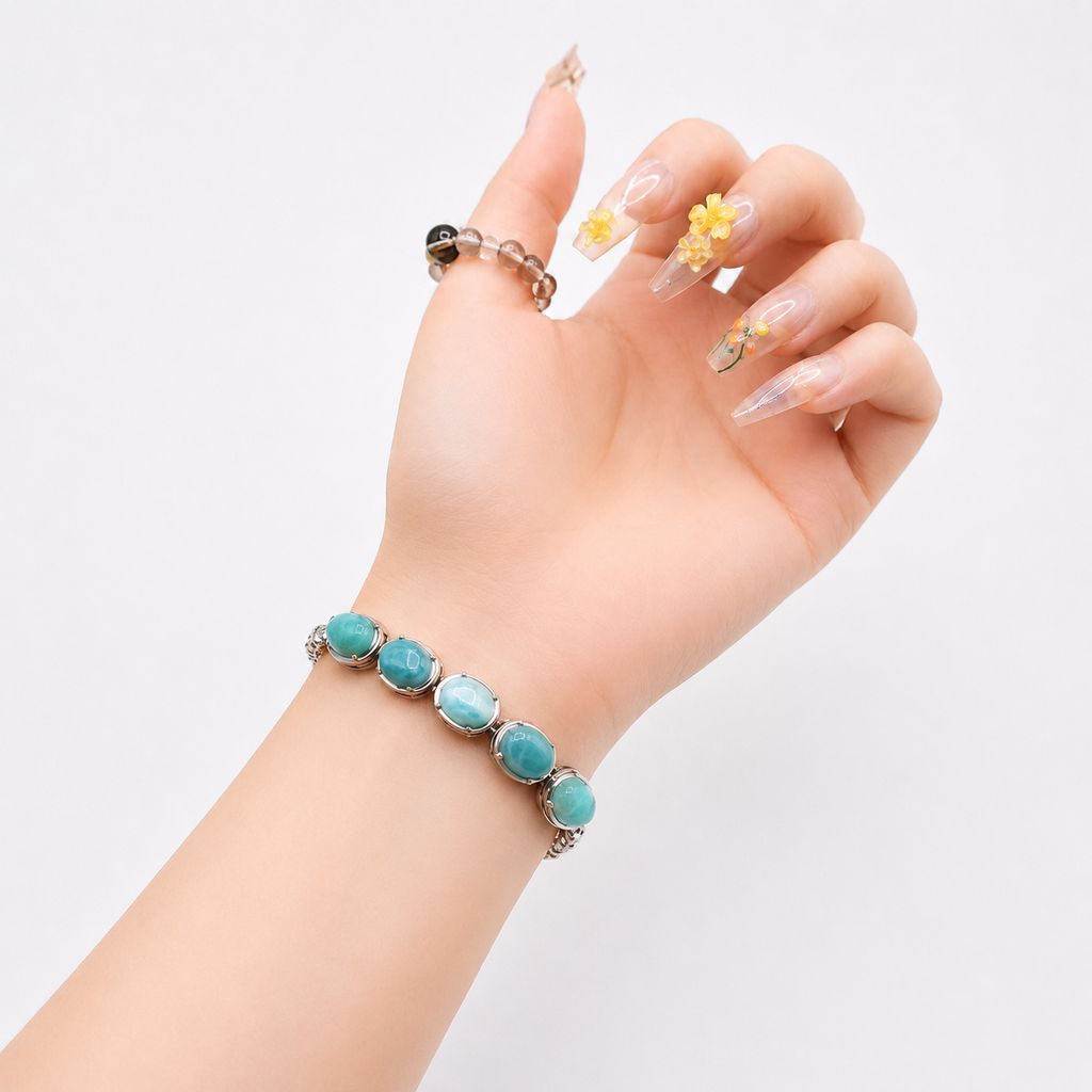 Natural Larimar Gemstone Bracelet