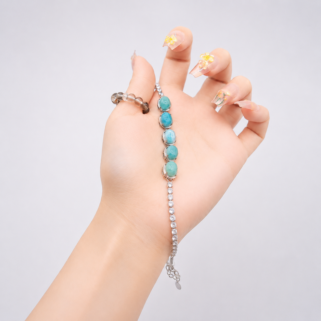 Natural Larimar Gemstone Bracelet